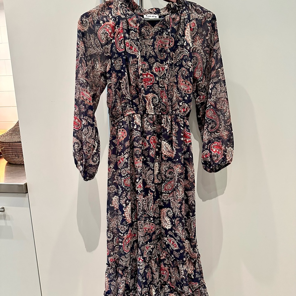 Chic Paisley Long Sleeve Dress